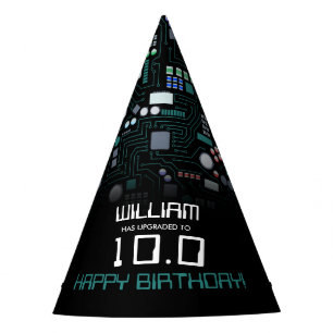 Computer Circuit Board Kids Robotic Birthday Party Hat