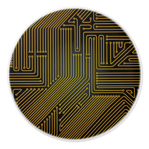 Computer circuit board pattern ceramic knob