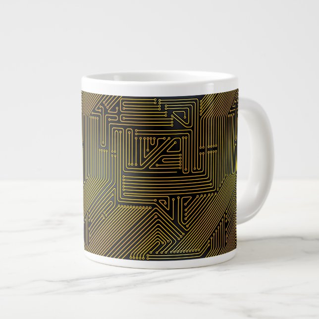 Computer circuit board pattern large coffee mug (Front Right)