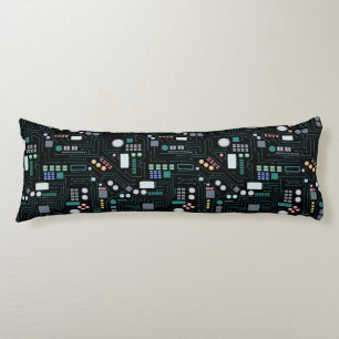 Computer Circuit Board Pattern Office Decor Body Cushion