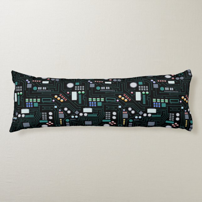 Computer Circuit Board Pattern Office Decor Body Cushion (Front)