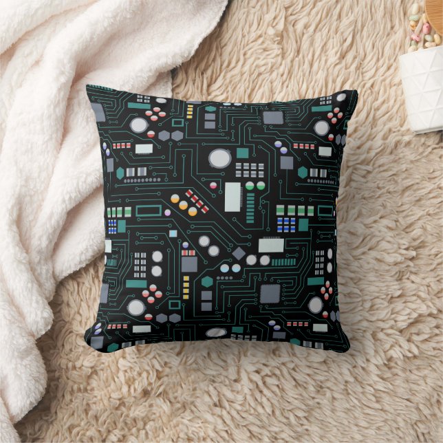 Computer Circuit Board Pattern Office Decor Cushion (Blanket)