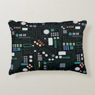 Computer Circuit Board Pattern Office Decor Decorative Cushion
