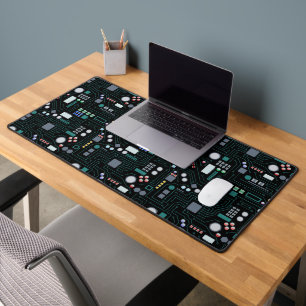 Computer Circuit Board Pattern Office Decor Desk Mat