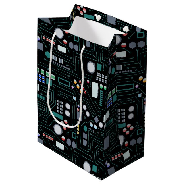 Computer Circuit Board Pattern Office Decor Medium Gift Bag (Front Angled)
