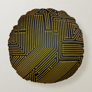 Computer circuit board pattern round cushion