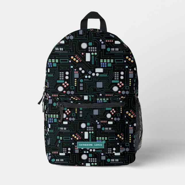 Computer Circuit Board Pattern School Printed Backpack (Front)