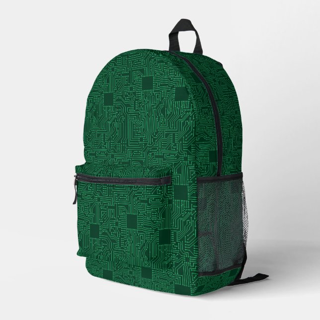 Computer circuit board printed backpack (Back Corner Right)