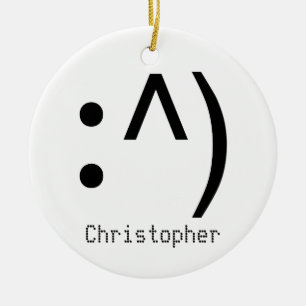 Computer Code Face Named Ceramic Tree Decoration