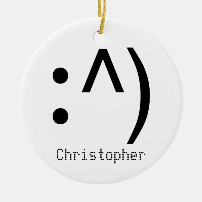 Computer Code Face Named Ceramic Tree Decoration (Front)