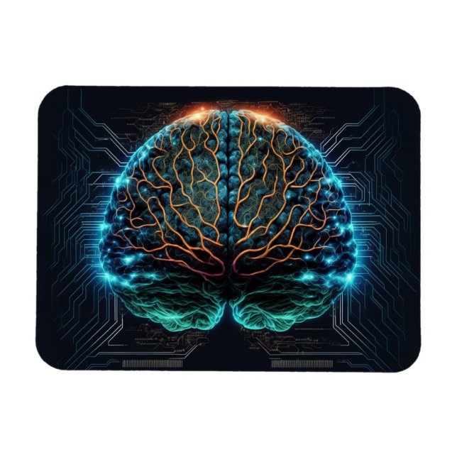 Computer Cyber Brain Magnet (Horizontal)
