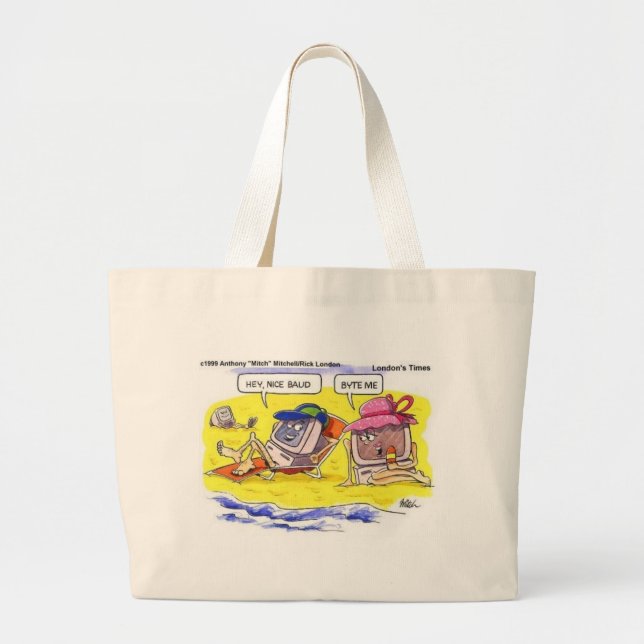 Computer Dating? Funny Gifts Tees & Collectibles Large Tote Bag (Front)