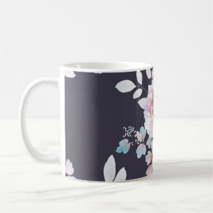 Computer drawn beautiful flowers illustrationart, coffee mug