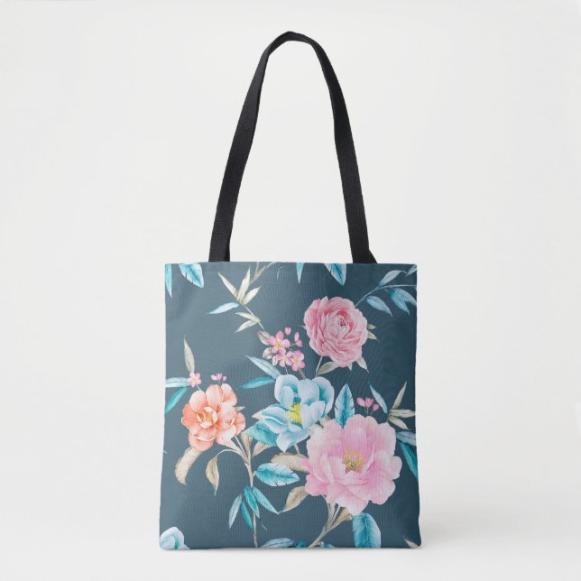 Computer drawn beautiful flowers illustrationflowe tote bag (Front)