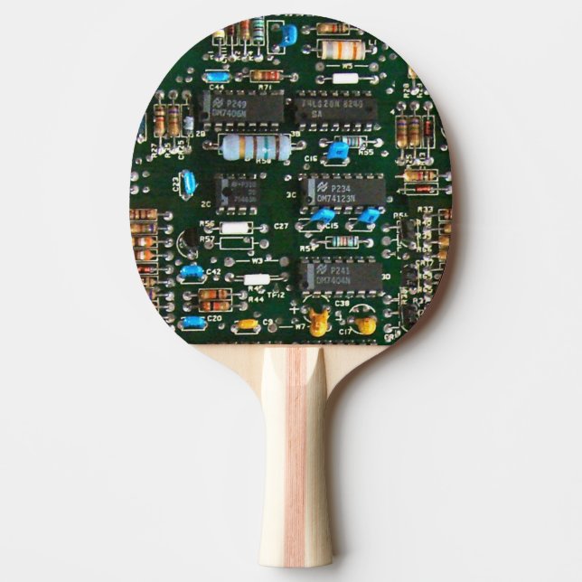 Computer Electronics Printed Circuit Board Image Ping Pong Paddle (Front)