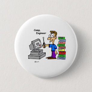 Computer Engineer Cartoon 6 Cm Round Badge