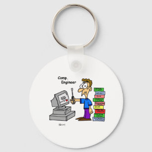 Computer Engineer Cartoon Key Ring