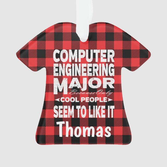 Computer Engineer College Major People Red Plaid Ornament (Front)