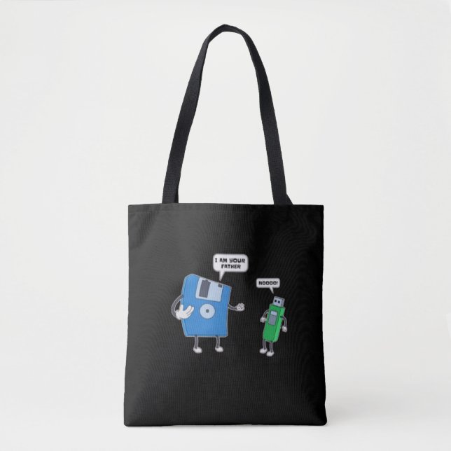 Computer Engineering Father & Son Floppy Disc Gift Tote Bag (Front)