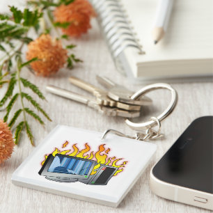 Computer Fire Acrylic Keychain