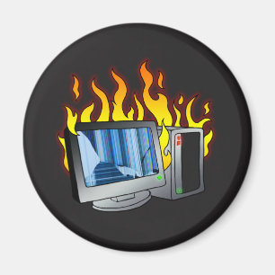 Computer Fire Circle Magnet