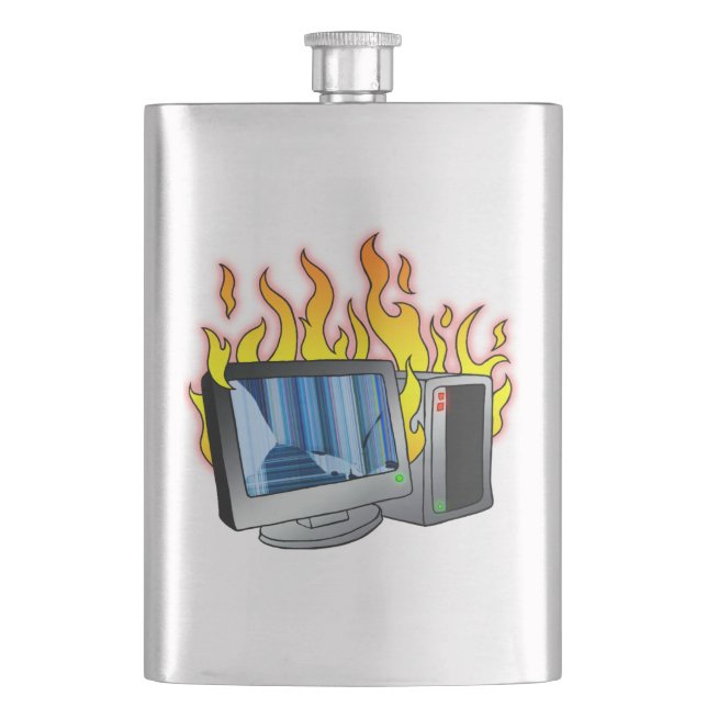 Computer Fire Classic Flask (Front)
