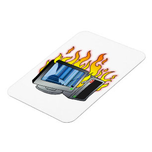 Computer Fire Flexible Photo Magnet