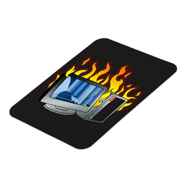 Computer Fire Flexible Photo Magnet (Left Side)