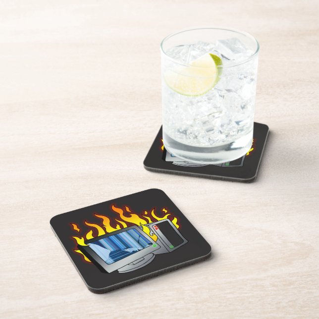 Computer Fire Hard plastic coaster (Right Side)
