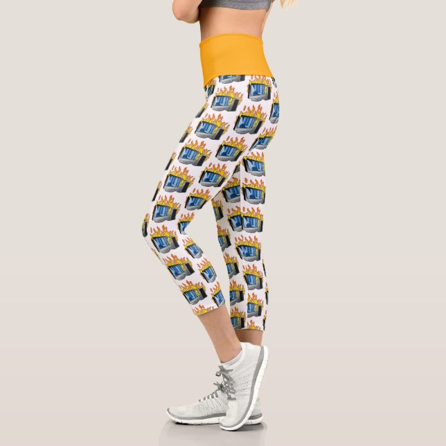 Computer Fire High Waisted Yoga Capris (Left)