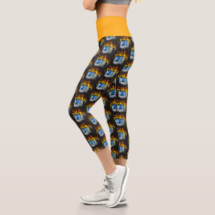Computer Fire High Waisted Yoga Capris