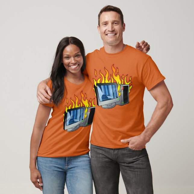 Computer Fire Men's Basic Dark T-Shirt (Unisex)