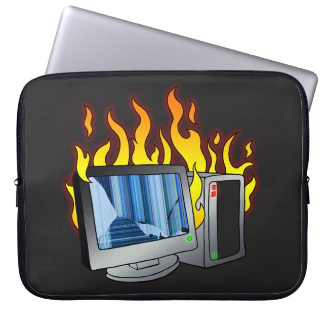 Computer Fire Neoprene Laptop Sleeve (Front)