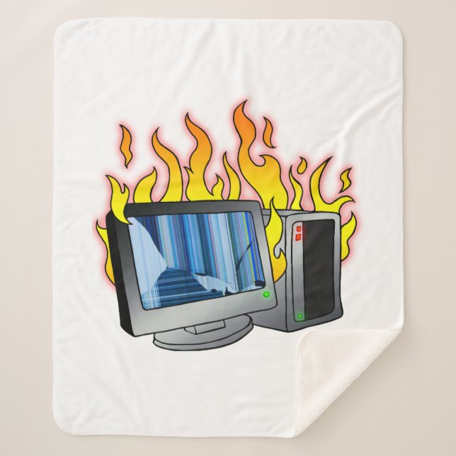 Computer Fire Sherpa Blanket (Front)