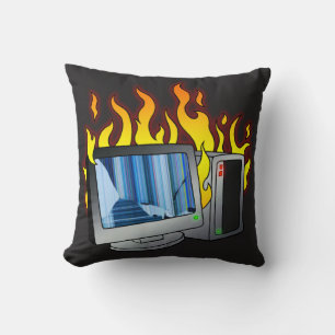 Computer Fire Throw Pillow