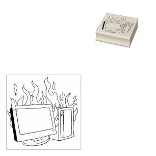 Computer Fire Wood Art Stamp
