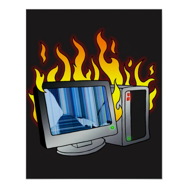 Computer Fire Zazzle Glossy Poster (Front)