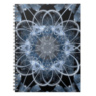 Computer fractal illustration of grey blue winter  notebook