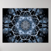 Computer fractal illustration of grey blue winter