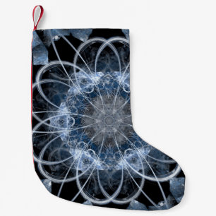 Computer fractal illustration of grey blue winter small christmas stocking