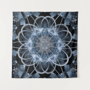 Computer fractal illustration of grey blue winter tapestry