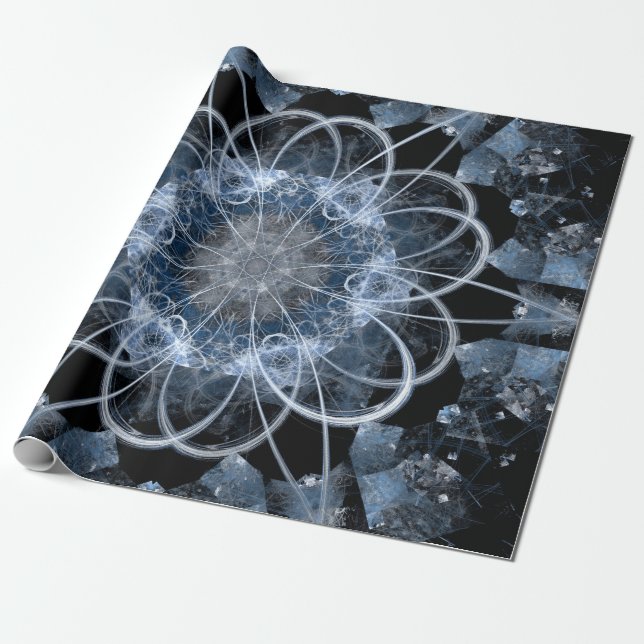 Computer fractal illustration of grey blue winter  wrapping paper (Unrolled)