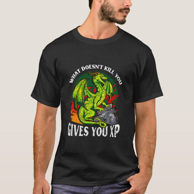 Computer Gaming Dragon Gamer Xp Quote Rpg Player G T-Shirt (Front)