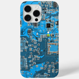 Computer Geek Circuit Board Blue iPhone 15 Pro Max Case