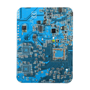 Computer Geek Circuit Board Blue Magnet
