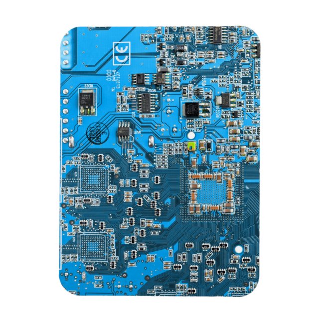 Computer Geek Circuit Board Blue Magnet (Vertical)