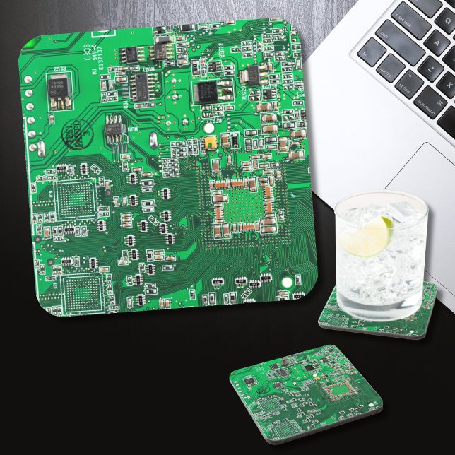 Computer Geek Circuit Board Green Coaster (Creator Uploaded)