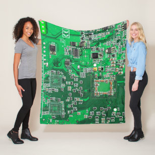 Computer Geek Circuit Board Green Fleece Blanket
