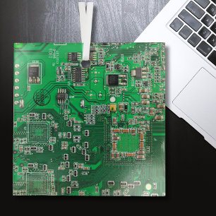 Computer Geek Circuit Board Green Glass Tree Decoration