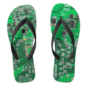 Computer Geek Circuit Board Green Jandals